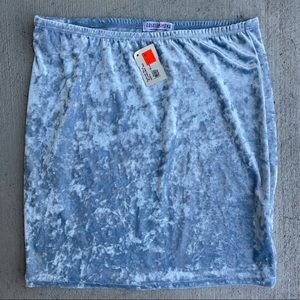 NWT Fashion Nova Baby Blue Crushed Velvet Mini Skirt Large